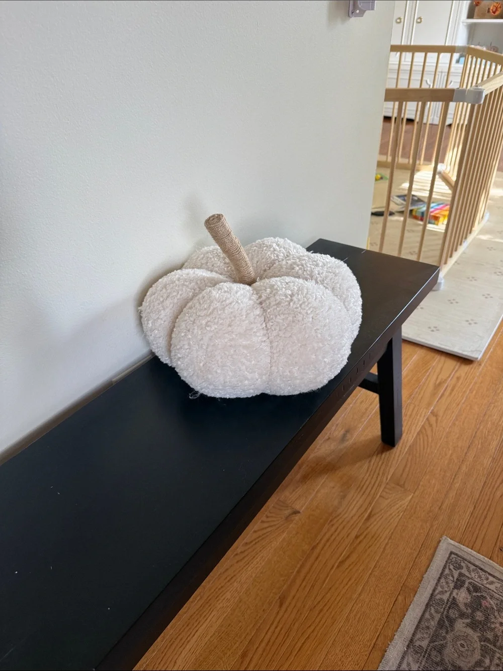 Plush Sherpa Decorative Pumpkin Pillow - Cream